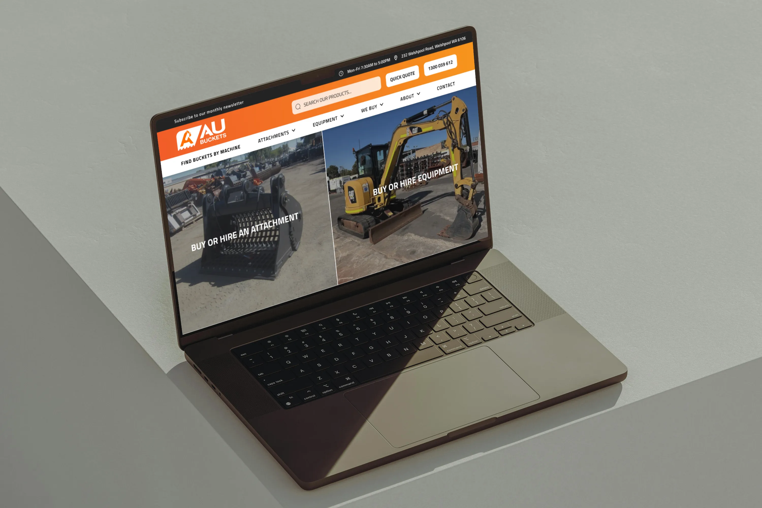 The AU Buckets website displayed on a laptop