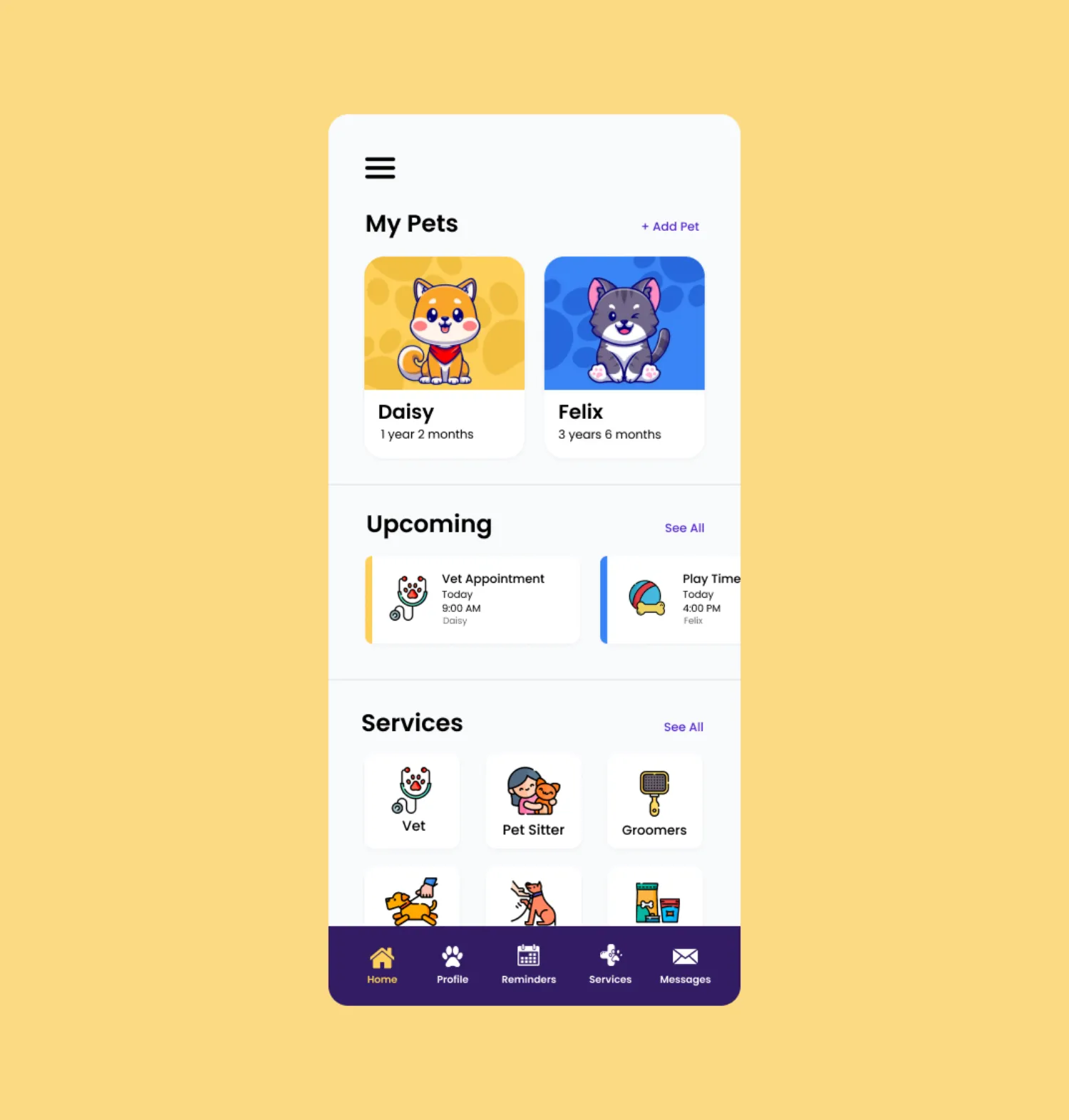 Home screen of the RSPCA App